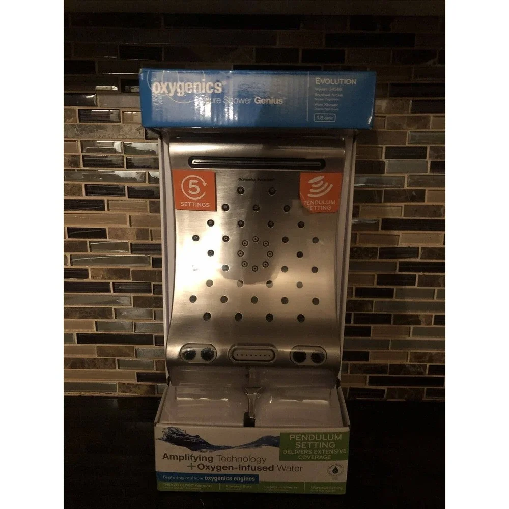 Oxygenics Pure Evolution Rain Shower‎ Head Genius Oxygen-Infused - NEW